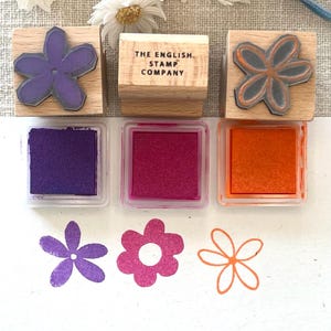Floral Trio Rubber Stamp Set with Ink Pads for Spring Crafts, Cardmaking, and Kids' Art Projects