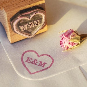 Heart Monogram Rubber Stamp | Custom Wedding Favour Stamp | Personalised Monogram Stamp | Wedding Monogram Stamp | Wedding Heart Stamp
