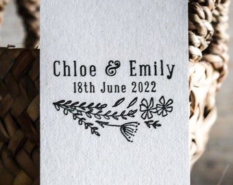 Wildflower Wedding Favour Rubber Stamp | Botanical Wedding Favor Rubber Stamp | Personalised Wedding Favour | Custom Favour Stamp