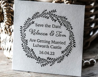 Willow Wedding Save The Date Rubber Stamp | Personalised Save the Date Stamp | Custom Wedding Invitation Rubber Stamp | Eco Friendly Stamp