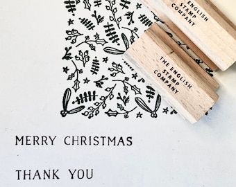 Winter Medley Botanical Christmas Card Rubber Stamp Set | Text Stamps | Eco Friendly Stamps