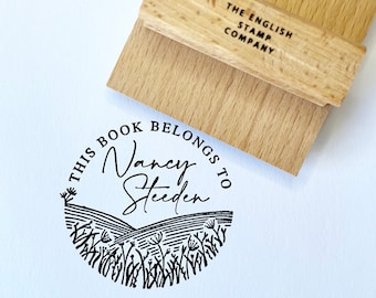 Personalisierte Wiese Ex Libris Stempel | Kundenspezifisches Exlibris für Bibliothek | Dieses Buch gehört dazu