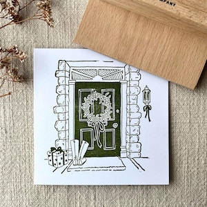 Timbro natalizio per porte, ideale per biglietti d'auguri, carta da regalo e lavoretti natalizi - Rubber Welcome Design