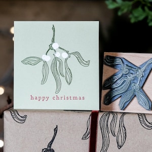 Mistelzweig Stempel – Festliches botanisches Design für Karten, Anhänger und Verpackung