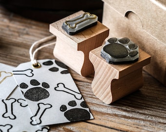 Hunde Mini Kit mit Tintenkissen | Hundepfote Stempel | Hundeknochen Stempel | Kinderstempel Set | Hundepfote Stempel