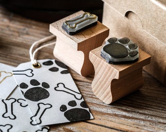 Hunde Mini Kit mit Tintenkissen | Hundepfote Stempel | Hundeknochen Stempel | Kinderstempel Set | Hundepfote Stempel