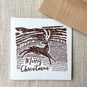 Winterhert kerststempel voor het maken van kerstkaarten, knutselen en cadeauverpakking