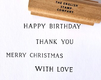 Greetings Text Stamp Set | Rubber Stamp Set | Happy Birthday Stamp | Thank You Stamp | Merry Christmas Stamp