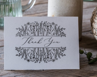 Botanical Floral Thank You Card Rubber Stamp | Eco-Friendly Greeting Stamps | English Stamp Company