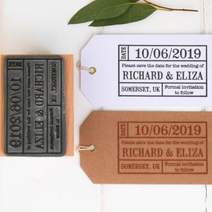 Save The Date Ticket Rubber Stamp Festival Wedding Save the Date Personalised Wedding Stamp Custom Wedding Save the Date Stamp image 1