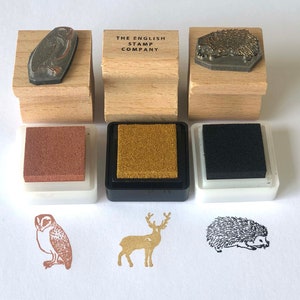 Woodland Creatures Rubber Stamp Set with ink pads | Stag Stamp | Homemade Christmas Card Stamps | Hedgehog Stamp | Owl Stamp