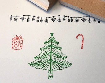 Christmas Toy Decorations Stamp Set | Christmas Tree Stamps | Bauble Stamps | Candy Cane Stamps | Christmas Art Stamps