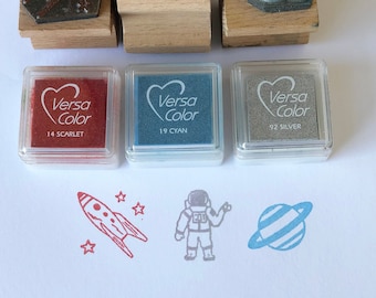 Set di timbri spaziali astronauti / timbro per razzi / timbro del sistema solare / timbro per astronauti / kit di francobolli per bambini
