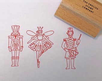 Christmas Toy Figures Rubber Stamp Set | Christmas Wrapping Stamps | Christmas Card Stamp Kit