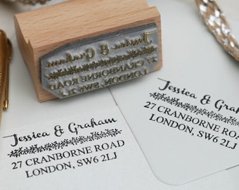 Address Stamp With Botanical Garland | Personalised Address Stamp | Custom Address Stamp | Return Address Stamp | Address Rubber Stamp