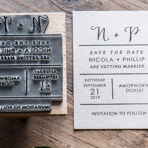Save the Date Stamp. Custom Wedding Stamp. Couple Initials Etsy