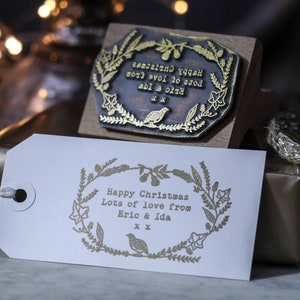 Timbro di gomma natalizio personalizzato "Pernice in Pero" per etichette regalo e lavoretti creativi