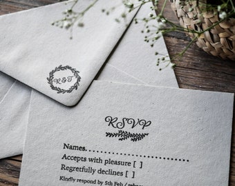 Collezione di timbri personalizzati per inviti di nozze Willow / Set di cancelleria fai da te ecologico
