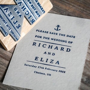Nautical Wedding Save The Date Rubber Stamp 2 | Seaside Wedding Stamp | Personalised Wedding Stamp | Custom Wedding Invitation Stamp