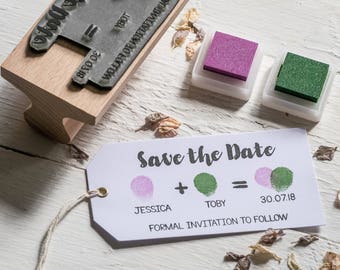 Finger Print Save The Date Stamp with ink pads | Custom Wedding Stamps | Personalised Save the Date Stamps