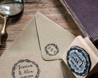 Folk Wedding Favour Stamp | Personalised Wedding Favour Stamp | Custom Wedding Favor | Botanical Wedding Favour | Eco-Friendly Favours
