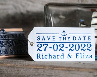 Nautical Wedding Save The Date Stamp 1 | Beach Theme Wedding Save the Date | Seaside Save the Date | Personalised Coastal Wedding Stamp