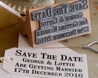 Save The Date Personalised Rubber Stamp | Custom Save the Date Stamp | Personalised Wedding Stamp | Wedding Rubber Stamp