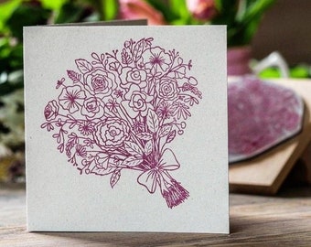 Full Floral Bouquet Card Rubber Stamp | Greetings Card Stamps | Pretty Stamps Botanical Stamp | Eco Friendly Stamps | English Stamp Company