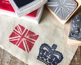 Royal Crown And Union Jack Rubber Stamp Set | King Charles Stamp | Jubilee Rubber Stamp