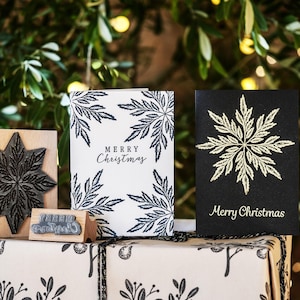Pieczątka gumowa Leafy Snowflake do kartek świątecznych DIY, rękodzieła z pozdrowieniami i projektów papierowych na święta
