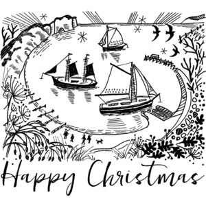 Christmas Ships in the Bay Stamp | Christmas Text Stamp | Happy ...