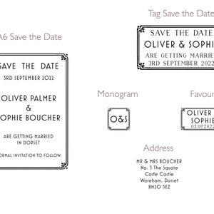 Art Deco Wedding Save The Date Rubber Stamp Personalised Wedding Stamp Custom Wedding Stamp Elegant Wedding Stationery image 6