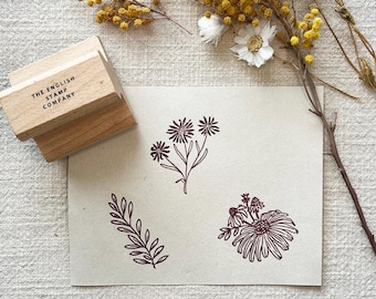 Botanical Hedgerow Flower & Leaf Rubber Stamp Set for Greeting Cards, Crafts, and Wrapping Paper