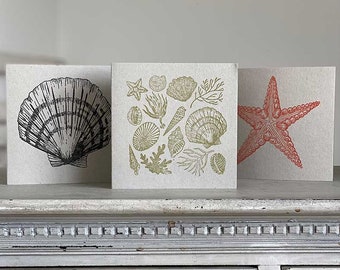 Large Shell and Coastal Rubber Stamps Set | Starfish Stamp | Scallop Stamp | Seaside Stamps