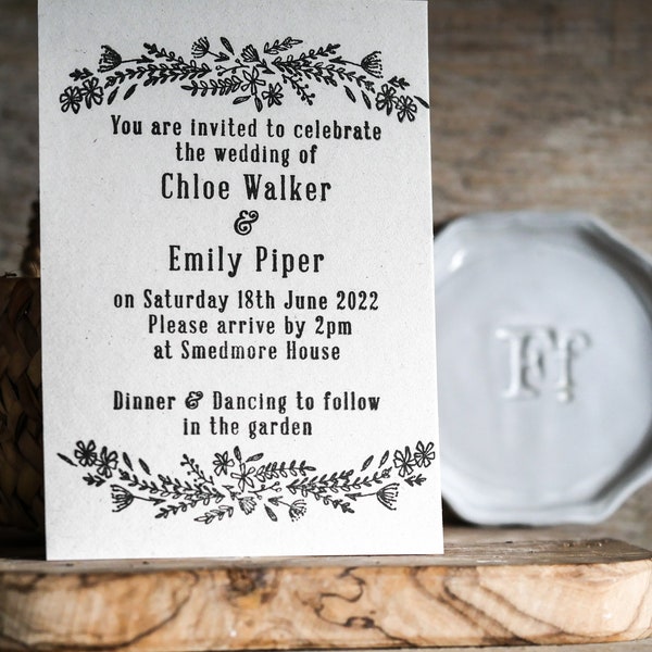 Wildflower Wedding Invitation Stamp | Botanical Wedding Rubber Stamp | Personalised Wedding Invite | Custom Wedding Rubber Stamps