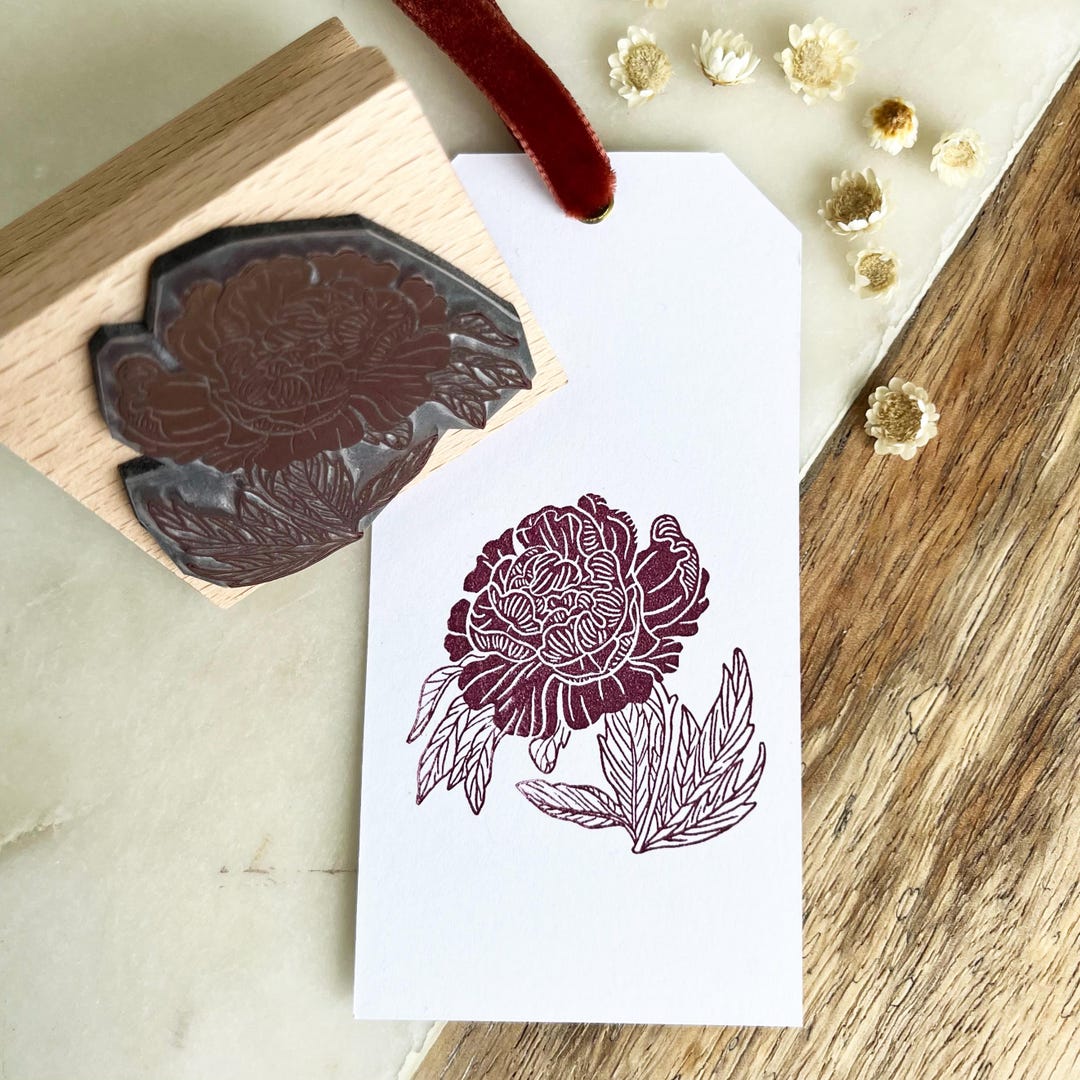 Botanical Peony Rubber Stamp for Journaling, Scrapbooking, Card Making ...