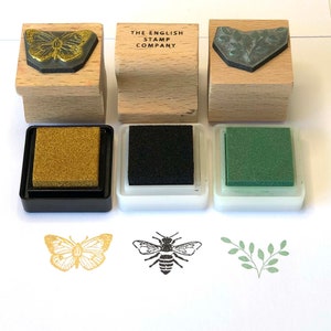 Butterfly and Bee Rubber Stamp Set with ink pads | Childrens Stamp Set | Insect Rubber Stamps | Butterfly Stamp | Honey Bee Stamp