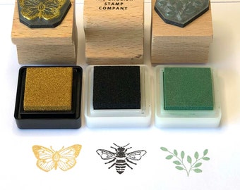 Butterfly and Bee Rubber Stamp Set with ink pads | Childrens Stamp Set | Insect Rubber Stamps | Butterfly Stamp | Honey Bee Stamp