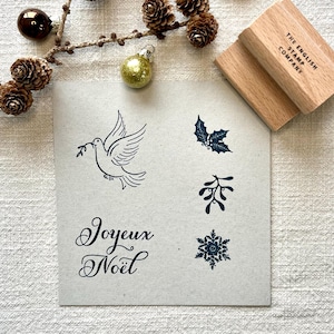 Zestaw gumowych stempli świątecznych Joyeux Noel do kartek DIY, pakowania prezentów i ozdób świątecznych