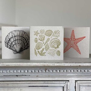 Shell Medley Rubber Stamp Pattern Stamp Coastal Seaside Stamps Scallops Seaweed Whelk Starfish For Cards, Fabric, Wrapping Paper image 4