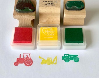 Work Vehicles Rubber Stamp Set | Tractor Stamp | Dumper Stamp | Digger Stamp