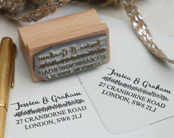 Garland Address Stamp | Pretty Border Address Stamp | Custom Address Stamp | Personalised Address Stamp | Custom Address Rubber Stamp