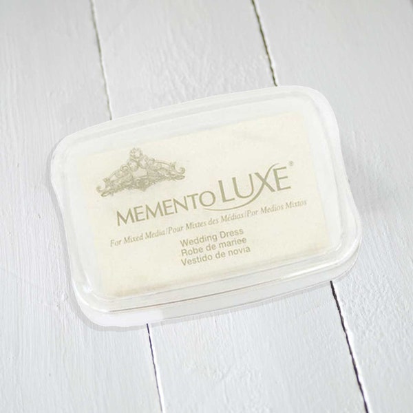 Memento Luxe White Ink Pad (Wedding Dress) | Ink pad for paper, card & wood stamping | Fabric ink pad | Quick drying ink