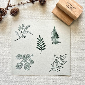 Jeu de tampons botaniques Automne et Noël pour travaux manuels, emballages cadeaux, cartes et oeuvres d'art pour les fêtes