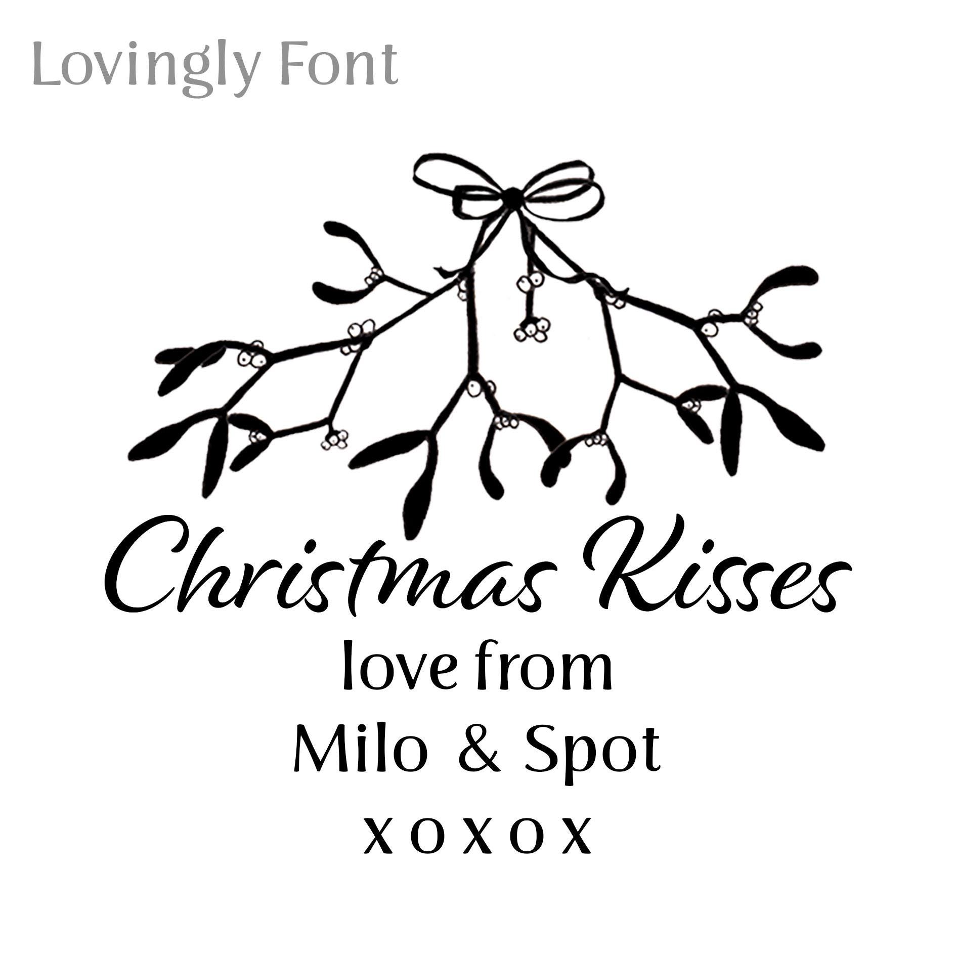 Personalized Mistletoe Rubber Stamp, Custom Christmas Gift Tags - Etsy