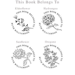 Botanical Ex Libris Stamp Custom This Book Belongs To Stamp Personalised Book Stamp From The Library Of Stamp Bookplate Stamp image 6
