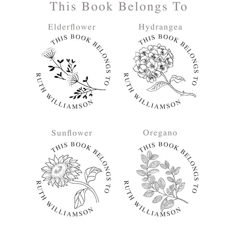 Botanical Ex Libris Stamp Custom This Book Belongs To Stamp Personalised Book Stamp From The Library Of Stamp Bookplate Stamp image 6