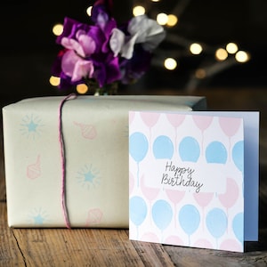 Kit de carimbos de borracha para comemoração de aniversário ecológico: balões, cartões e conjunto de decoração para embrulho de presente