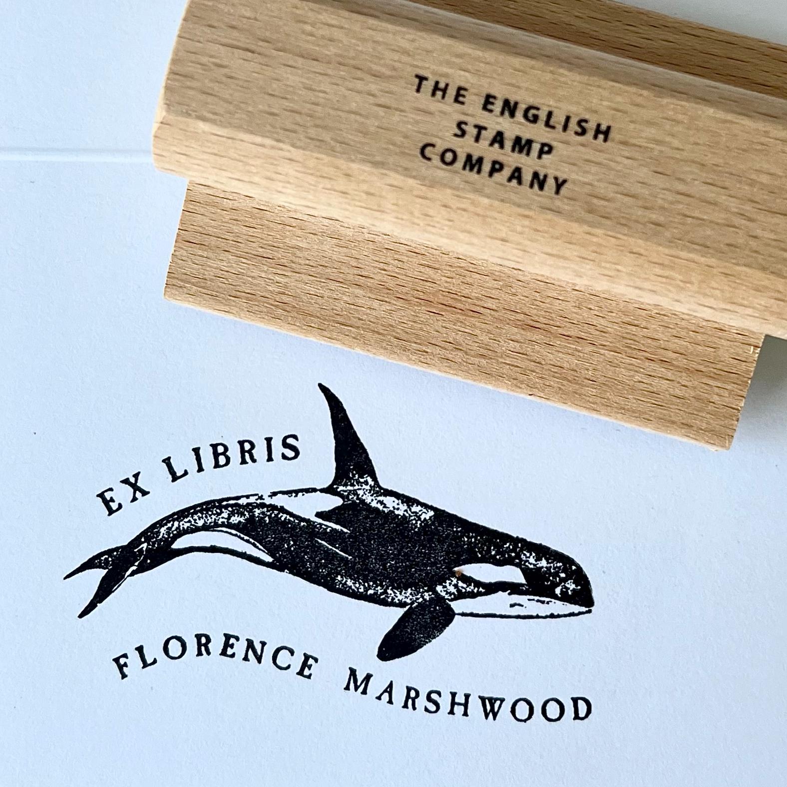 Personalized Orca Ex Libris Rubber Stamp for Books - Custom