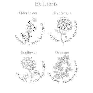 Botanischer Ex Libris Stempel Dieses Buch gehört zu Stempel Personalisiertes Buch Stempel Aus der Bibliothek der Briefmarken Exlibris Stempel Bild 5